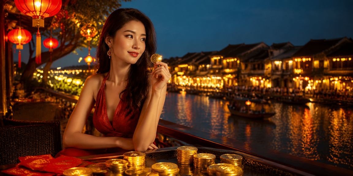 Người dùng ngồi cà phê tại Hội An xem kết quả cá cược thể thao trên điện thoại